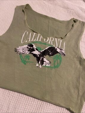 California Eagle Graphic Tank - Sage Green